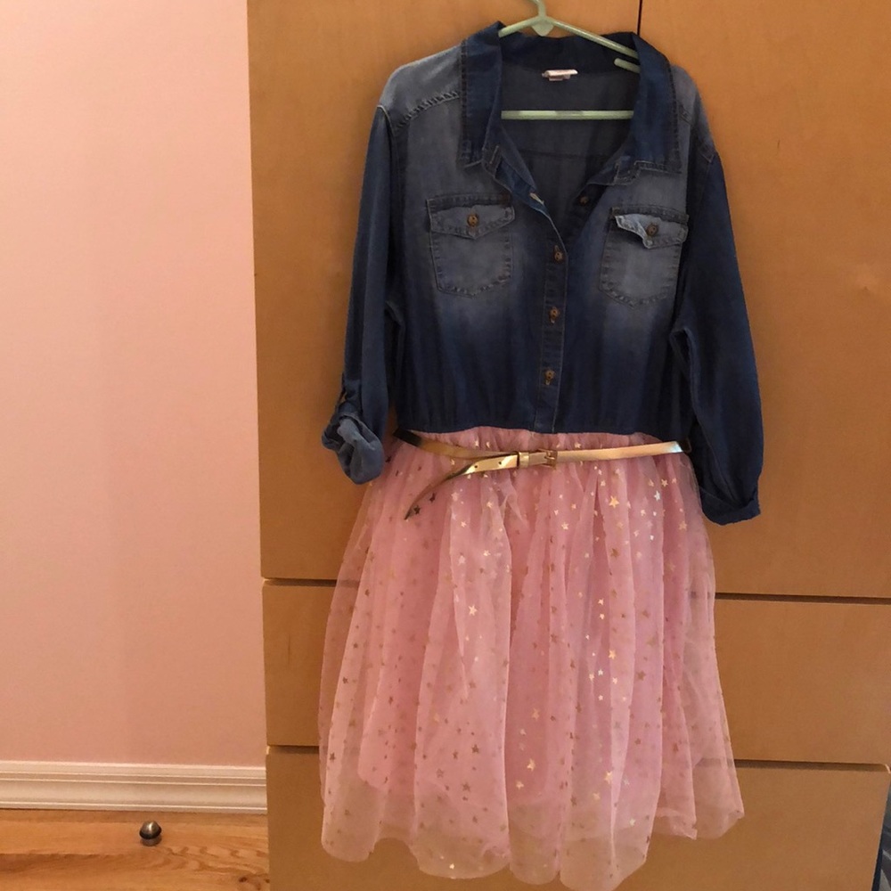 NWOT Girls size 14.5 Arizona  denim tulle dress
